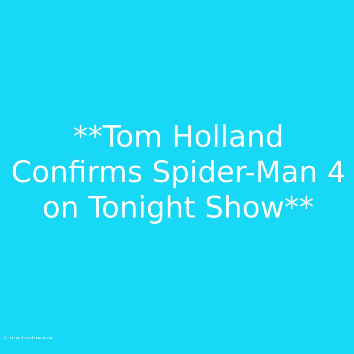 **Tom Holland Confirms Spider-Man 4 On Tonight Show**