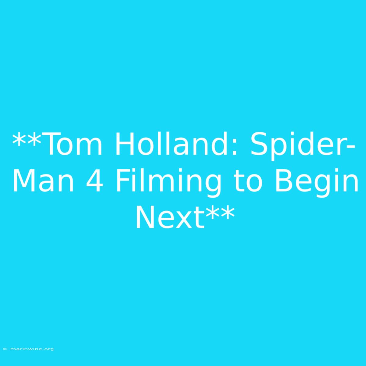 **Tom Holland: Spider-Man 4 Filming To Begin Next** 