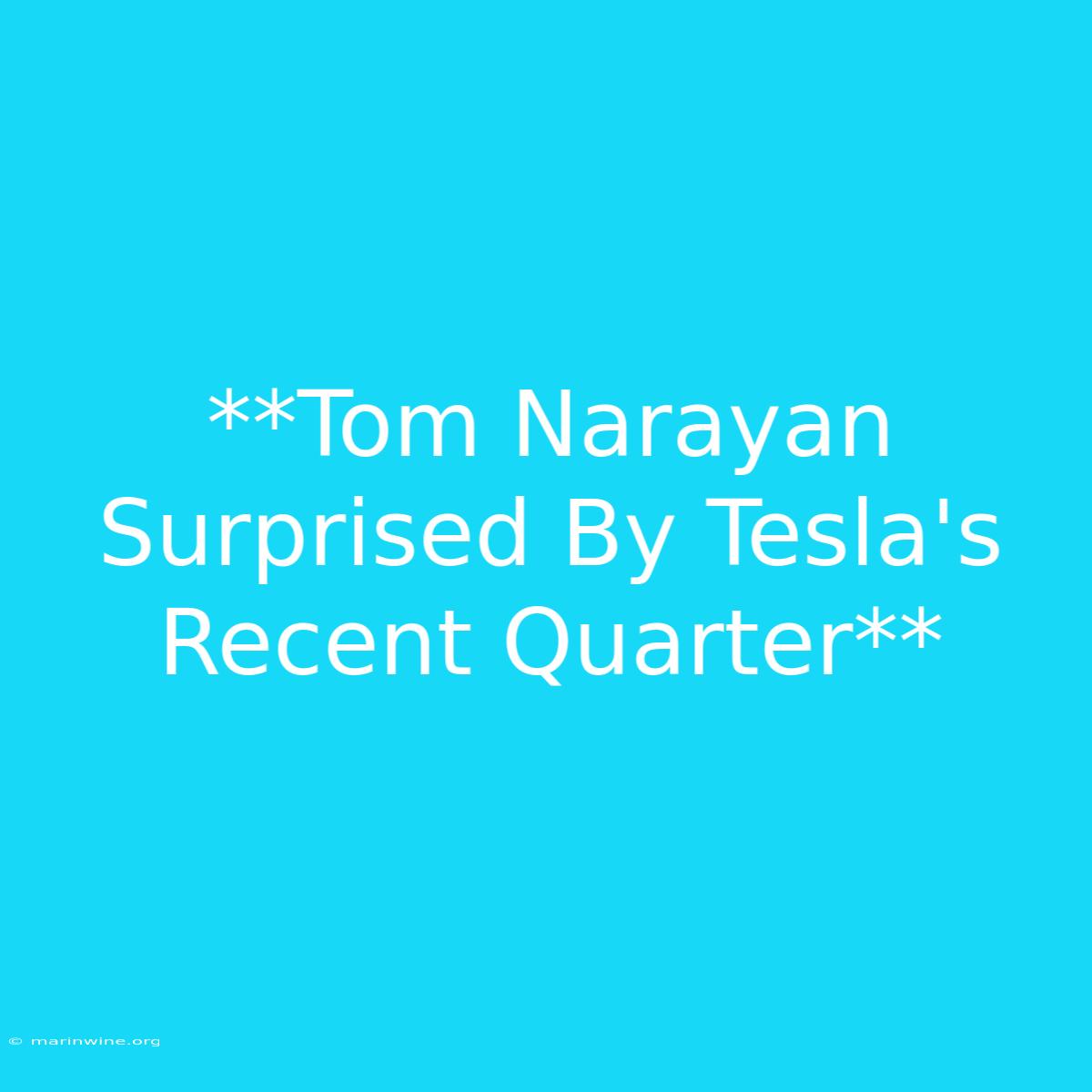 **Tom Narayan Surprised By Tesla's Recent Quarter**