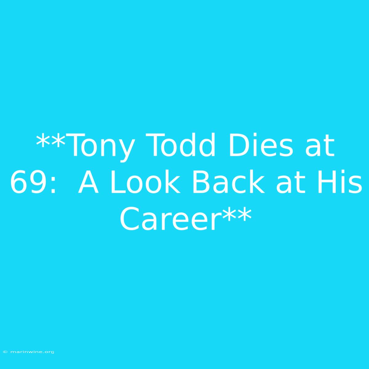 **Tony Todd Dies At 69:  A Look Back At His Career** 