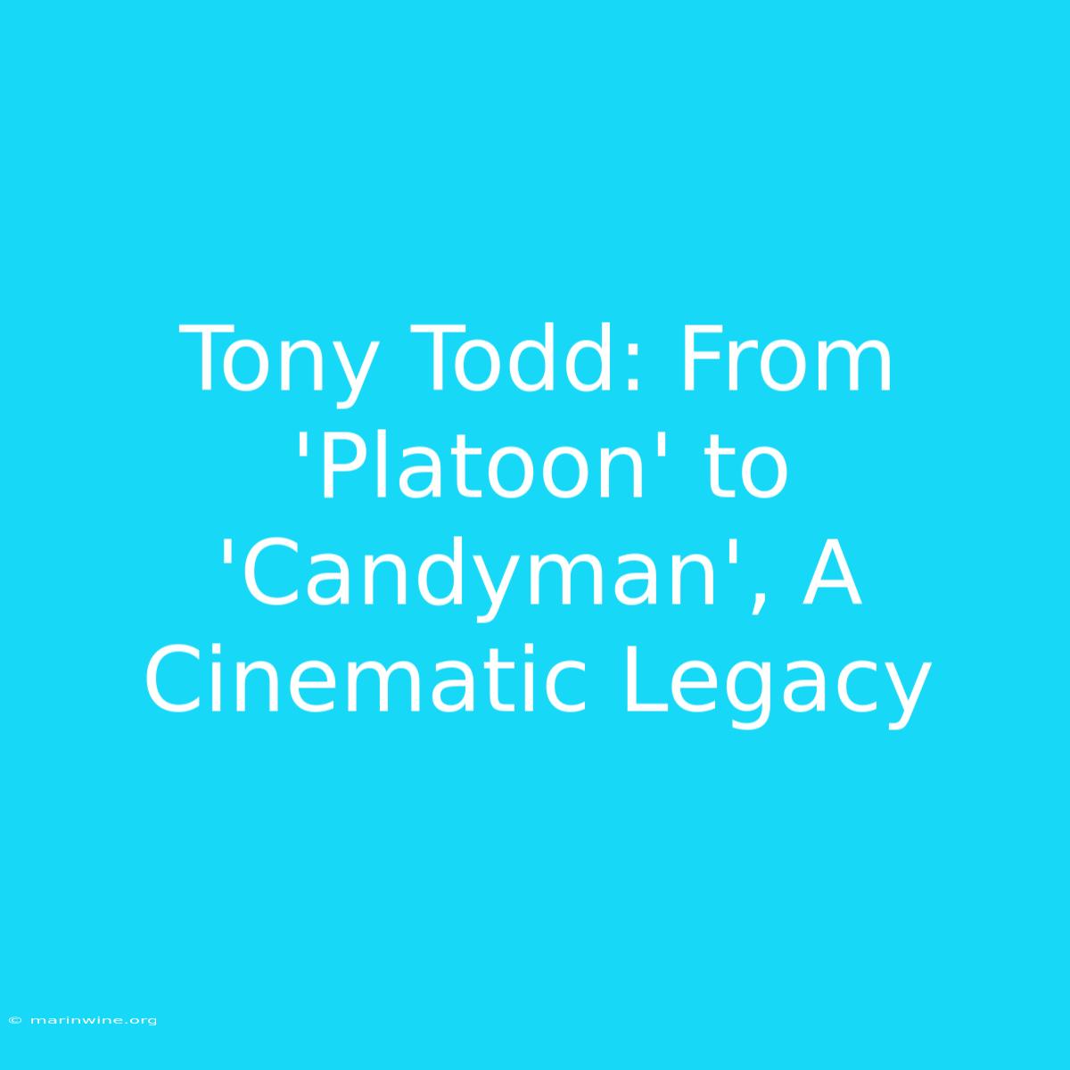 Tony Todd: From 'Platoon' To 'Candyman', A Cinematic Legacy