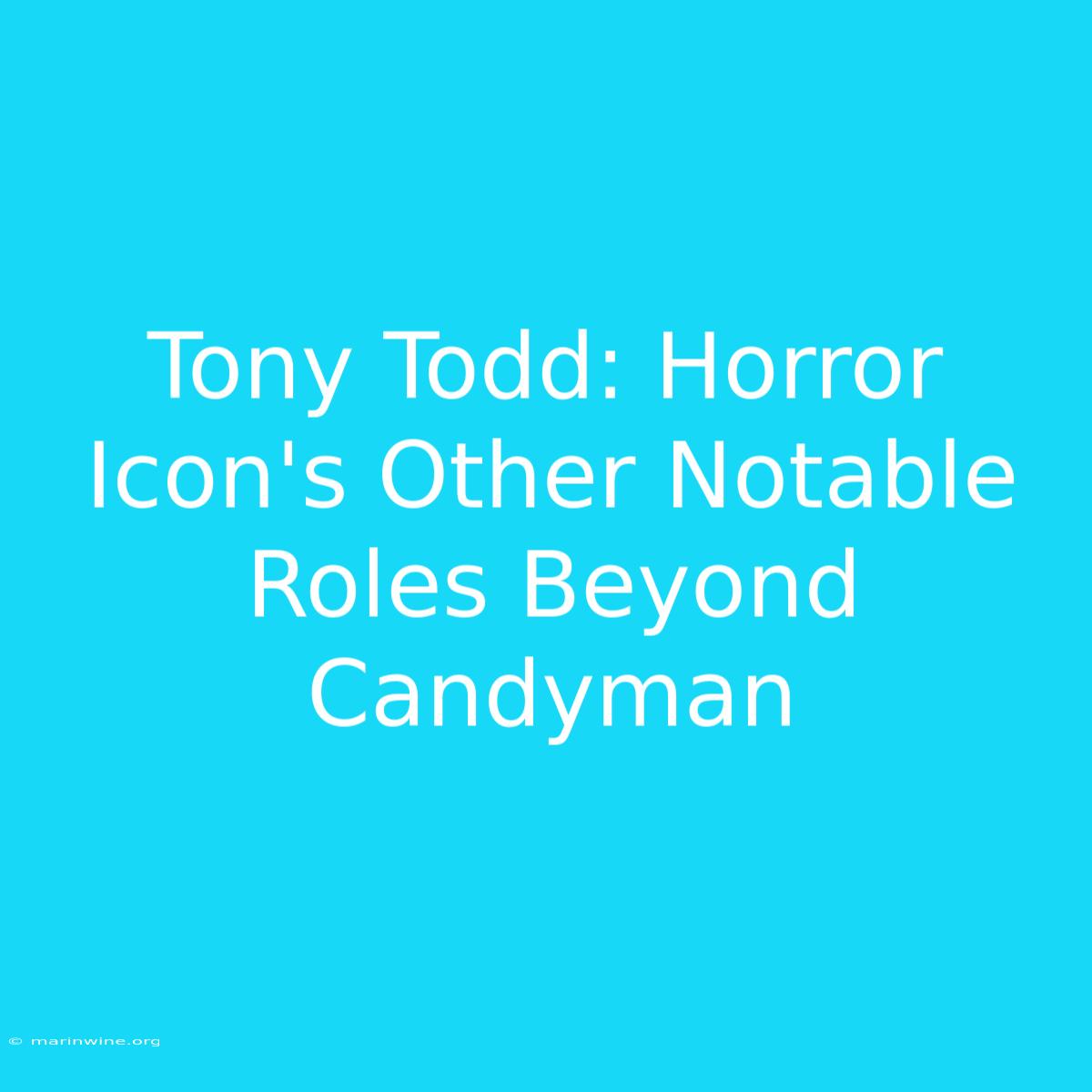 Tony Todd: Horror Icon's Other Notable Roles Beyond Candyman 