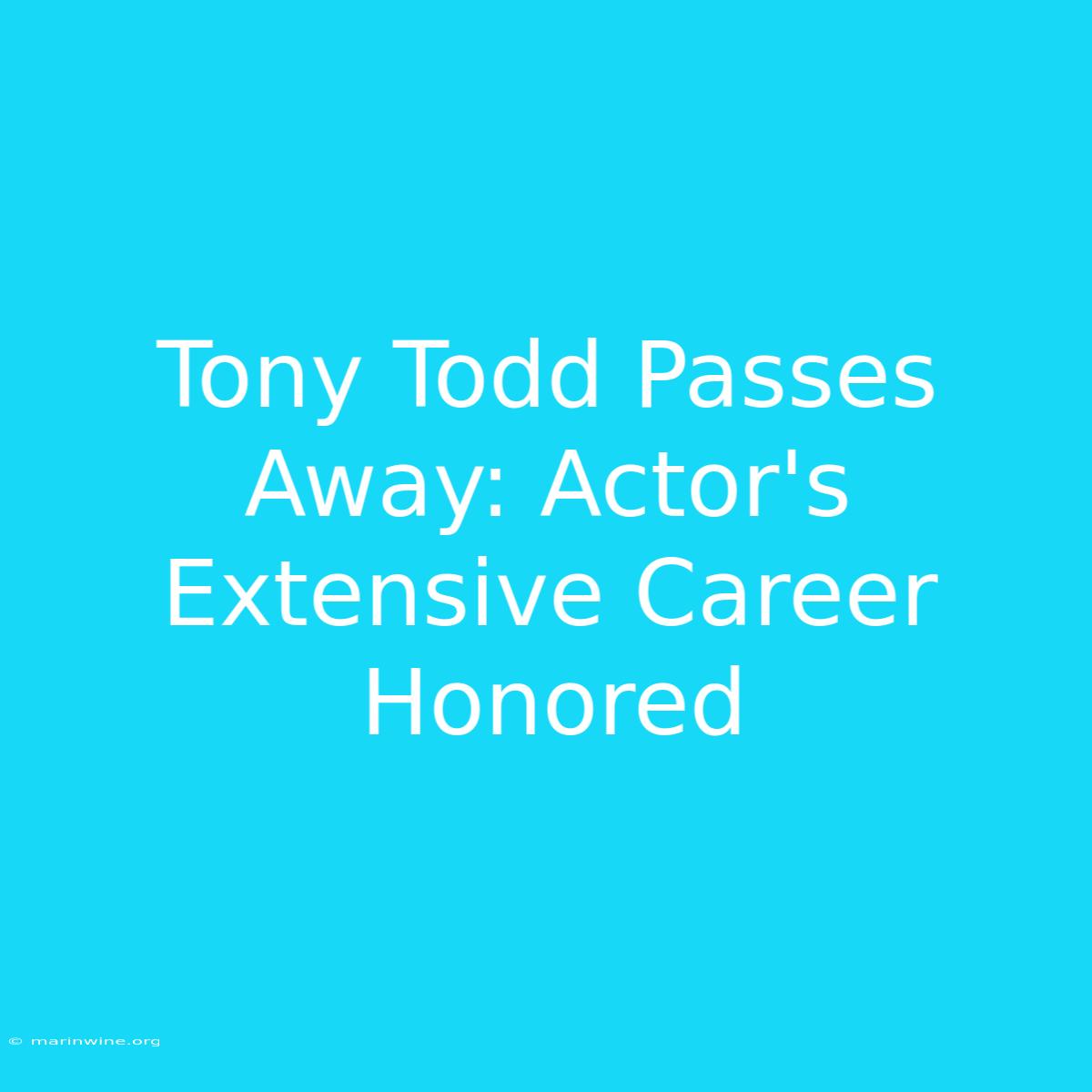 Tony Todd Passes Away: Actor's Extensive Career Honored