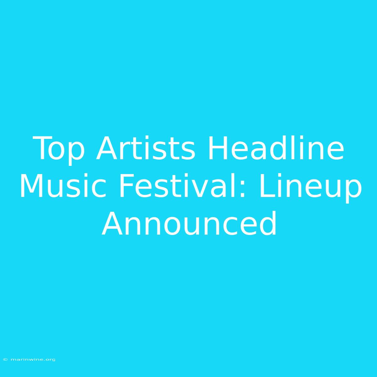 Top Artists Headline Music Festival: Lineup Announced