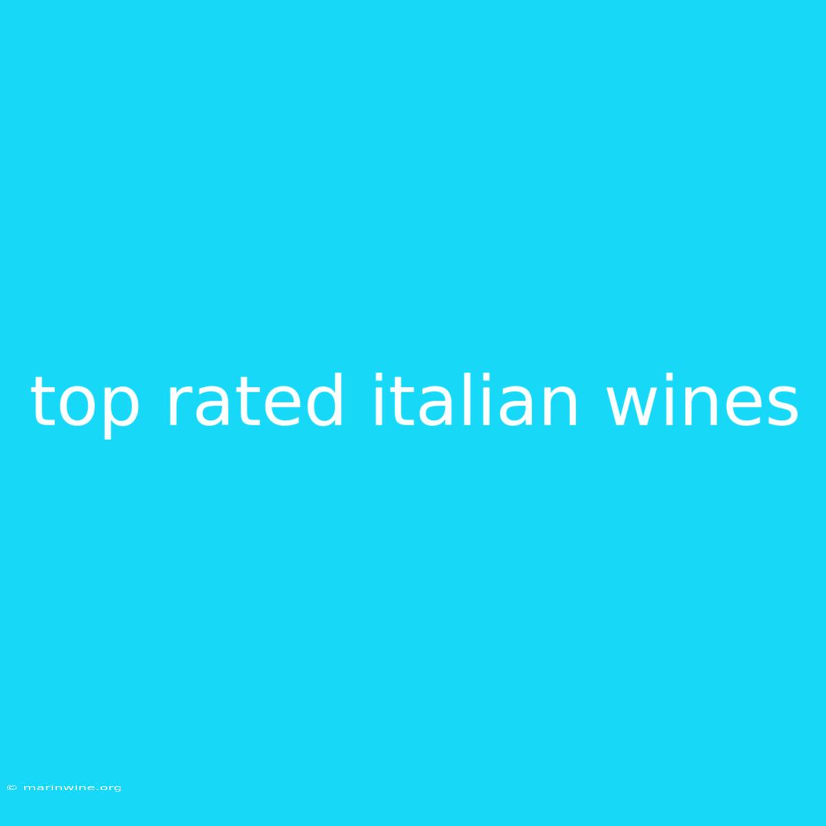 Top Rated Italian Wines