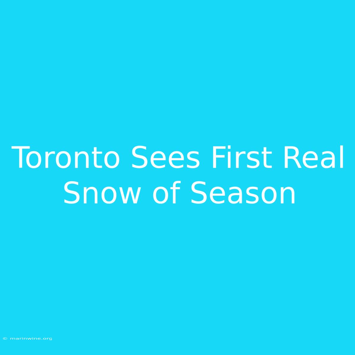 Toronto Sees First Real Snow Of Season