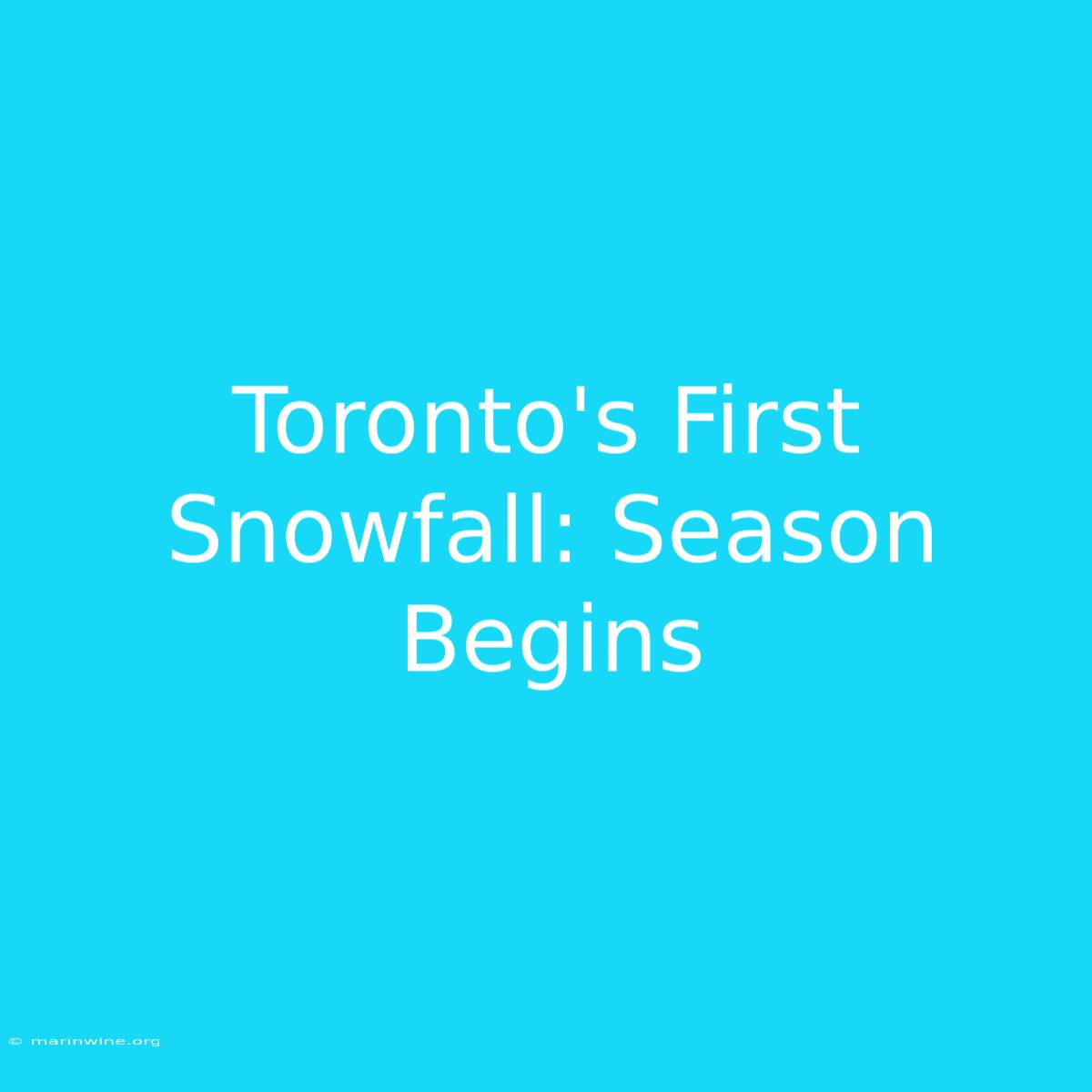 Toronto's First Snowfall: Season Begins