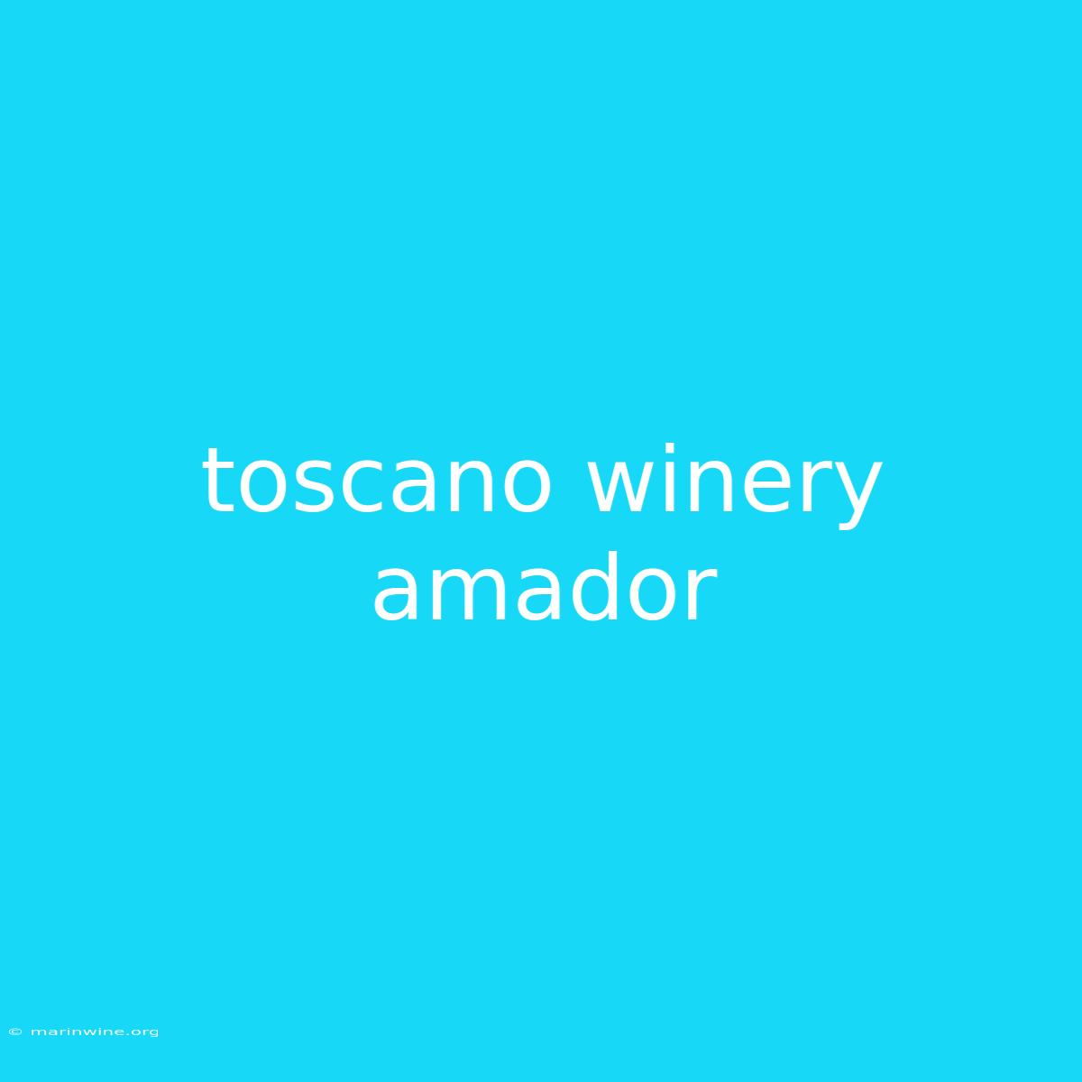 Toscano Winery Amador