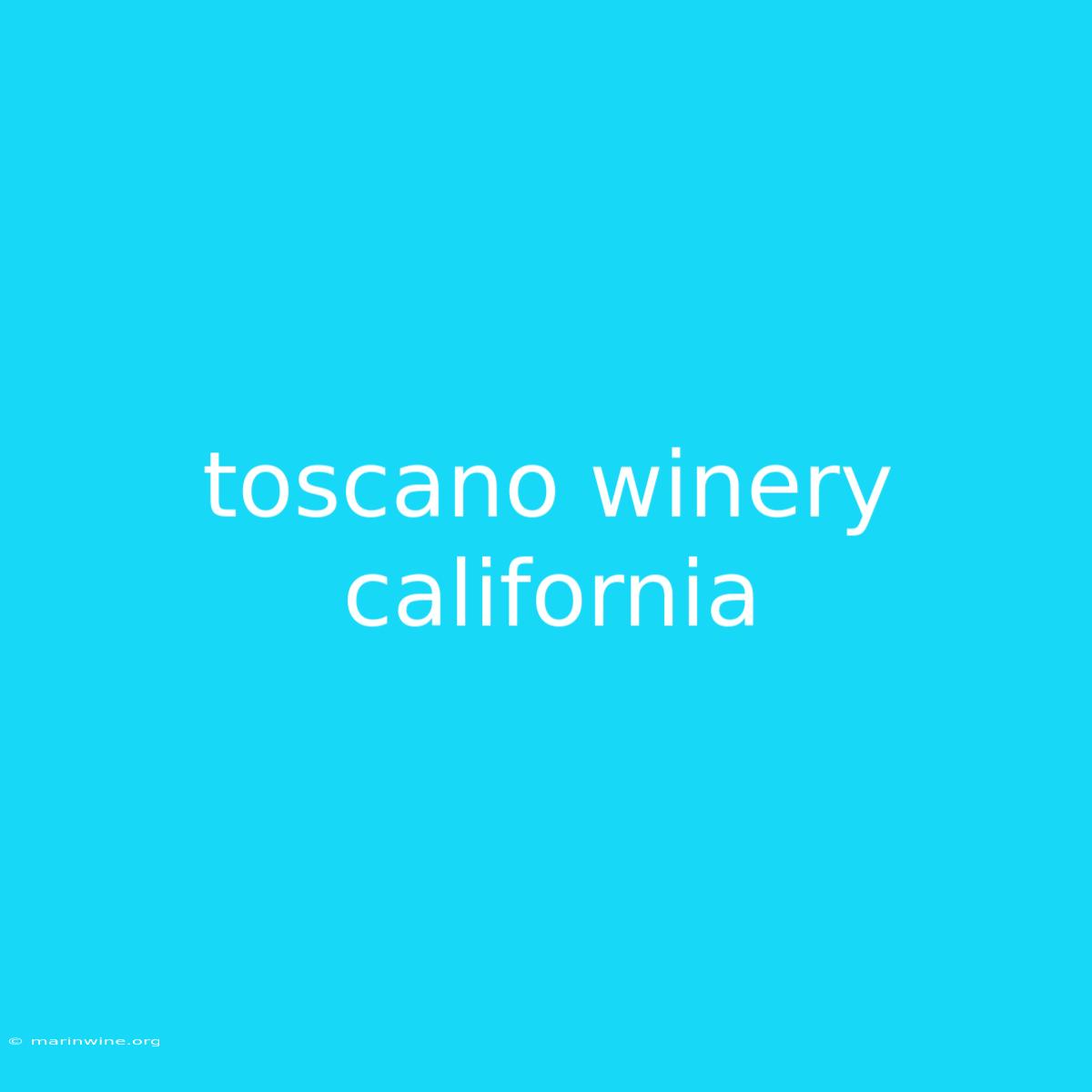 Toscano Winery California