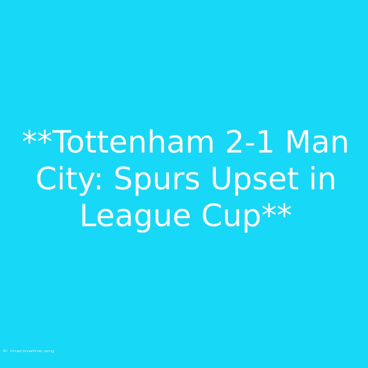 **Tottenham 2-1 Man City: Spurs Upset In League Cup**