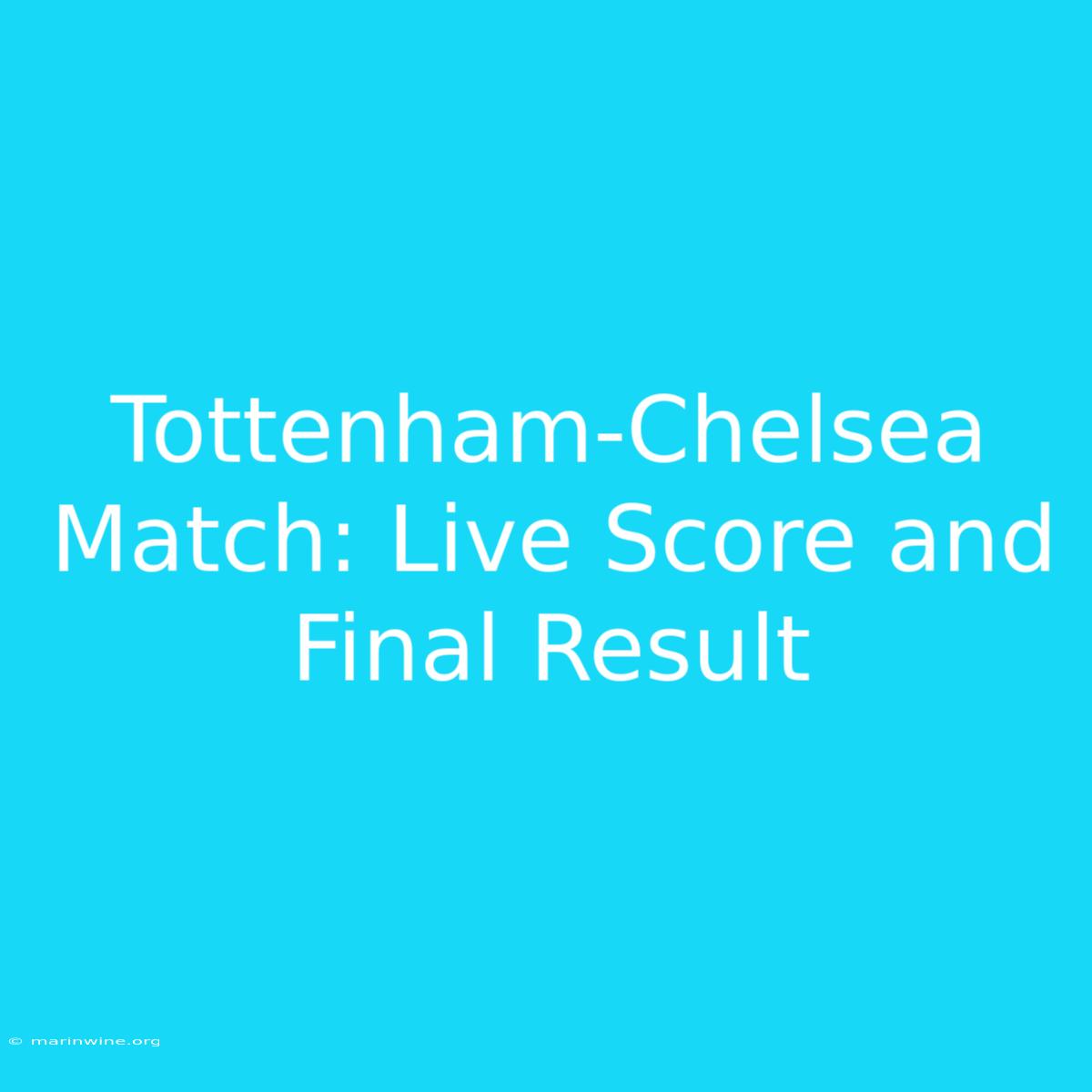 Tottenham-Chelsea Match: Live Score And Final Result