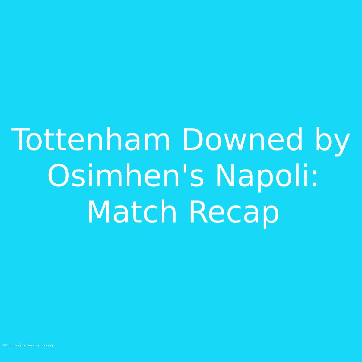 Tottenham Downed By Osimhen's Napoli: Match Recap