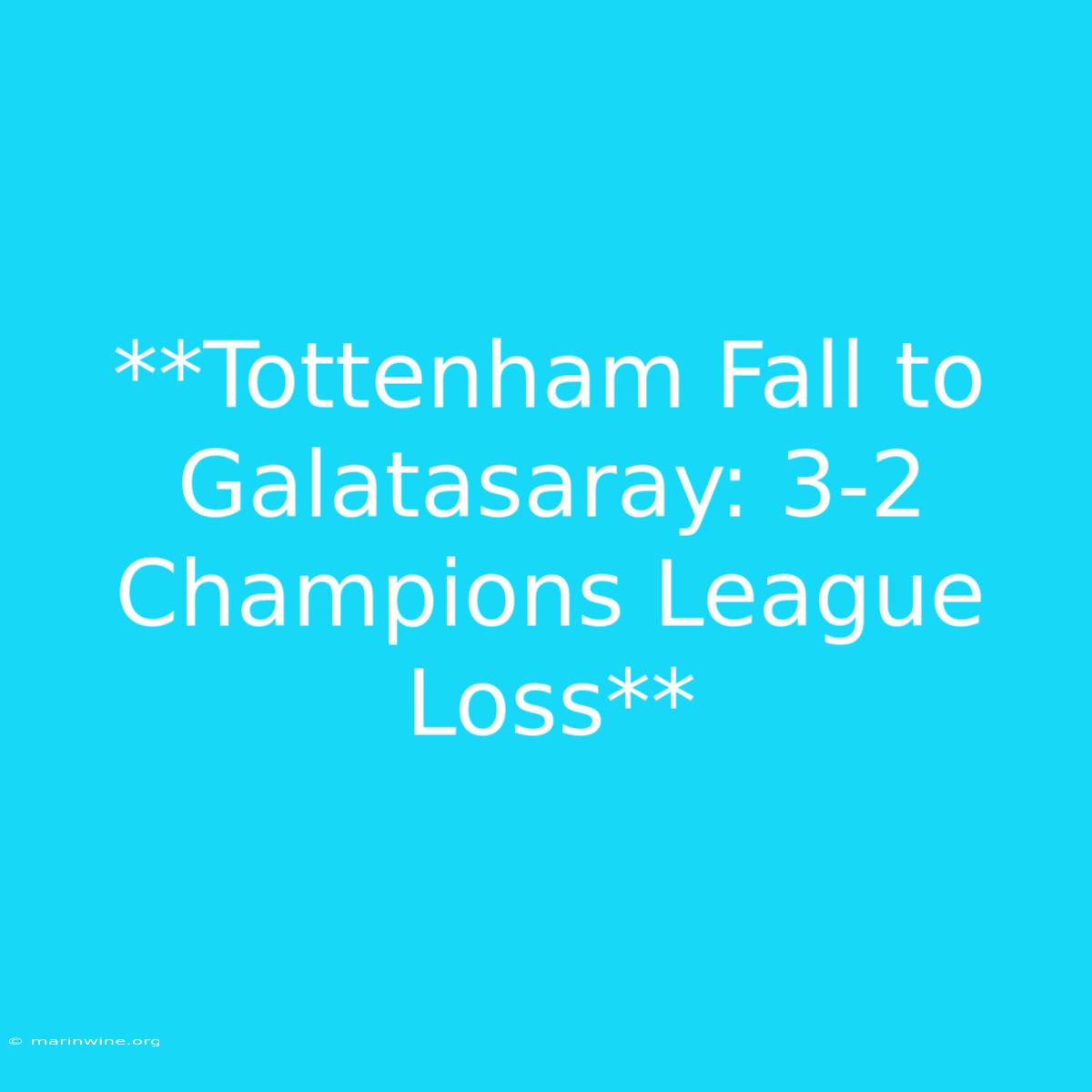 **Tottenham Fall To Galatasaray: 3-2 Champions League Loss**