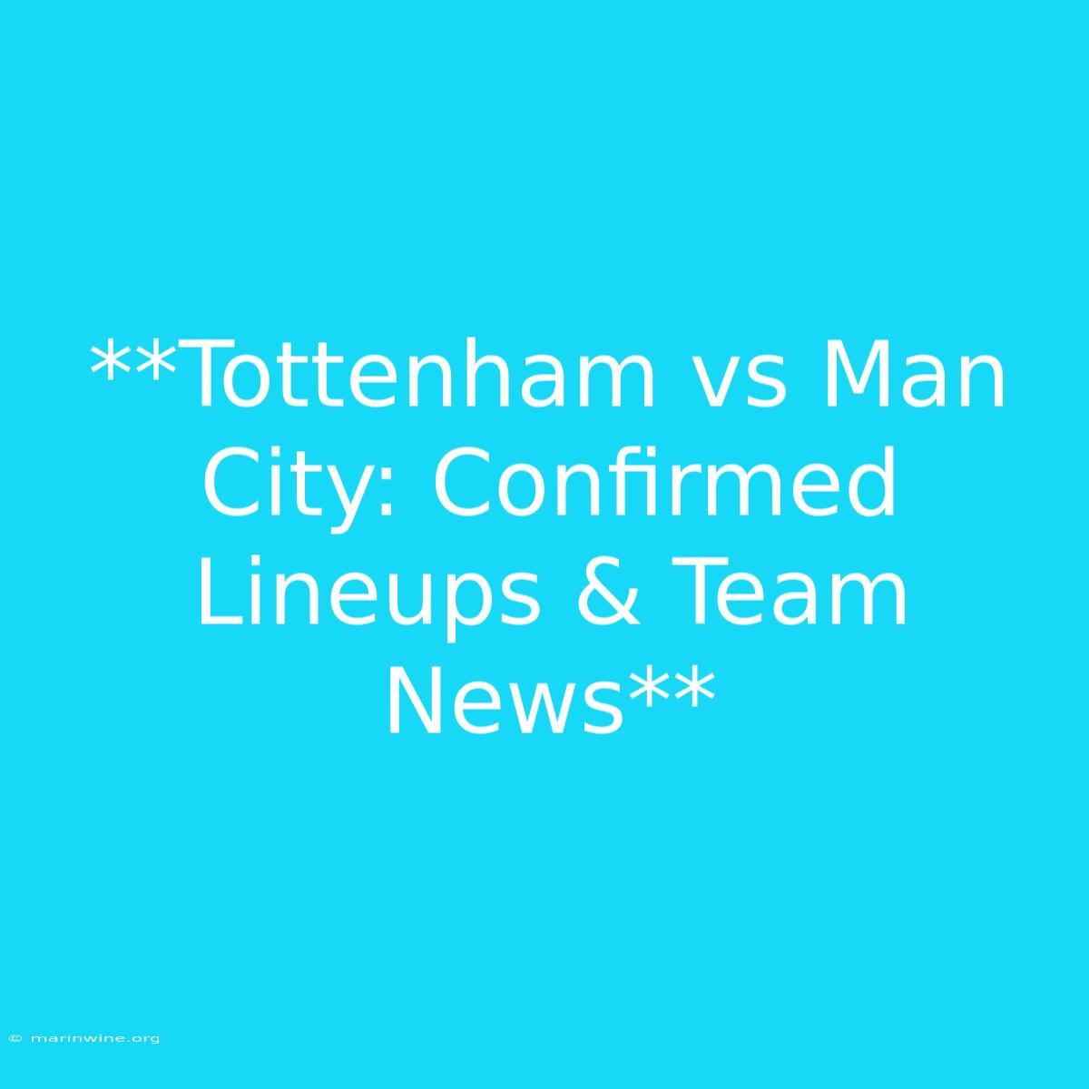 **Tottenham Vs Man City: Confirmed Lineups & Team News**