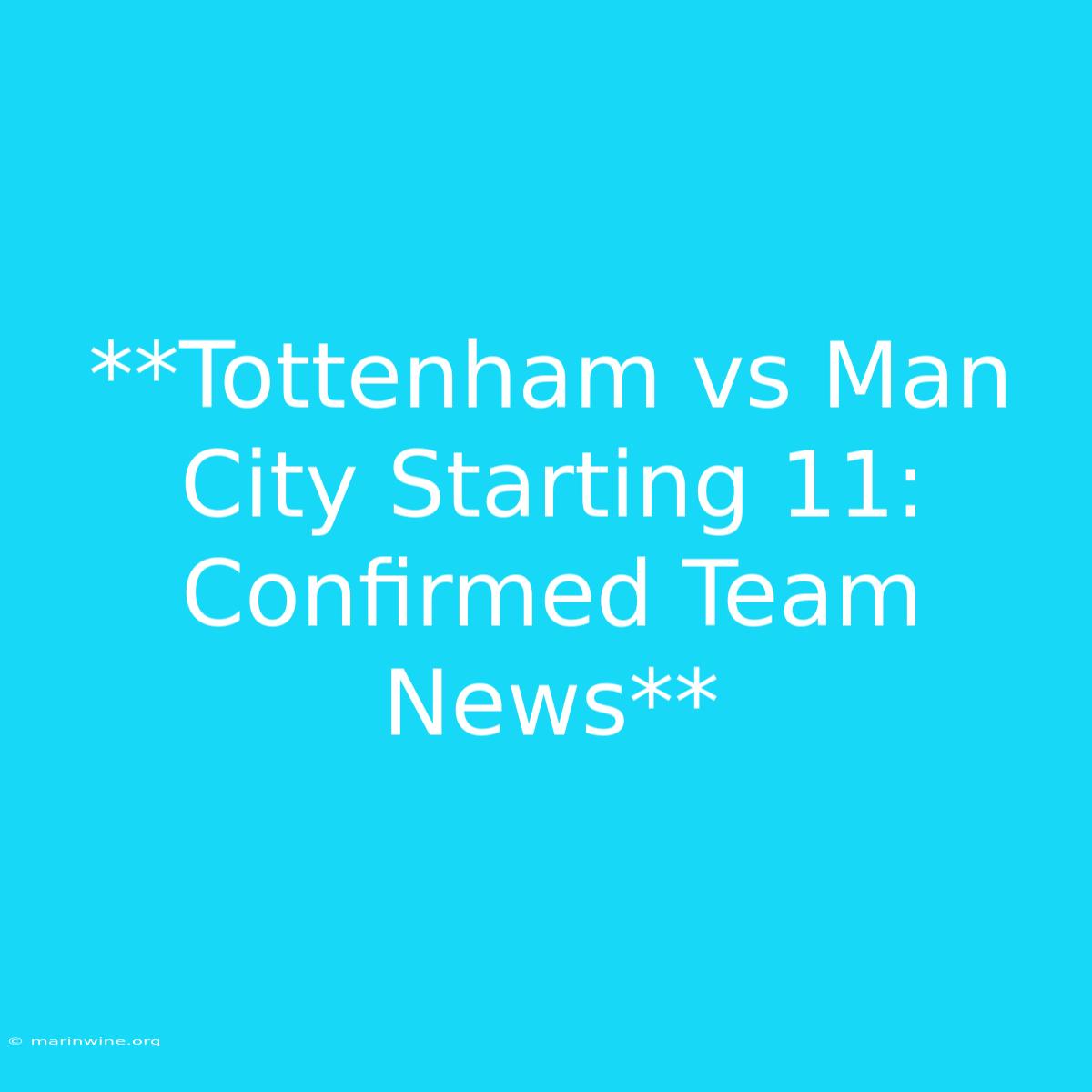 **Tottenham Vs Man City Starting 11: Confirmed Team News**