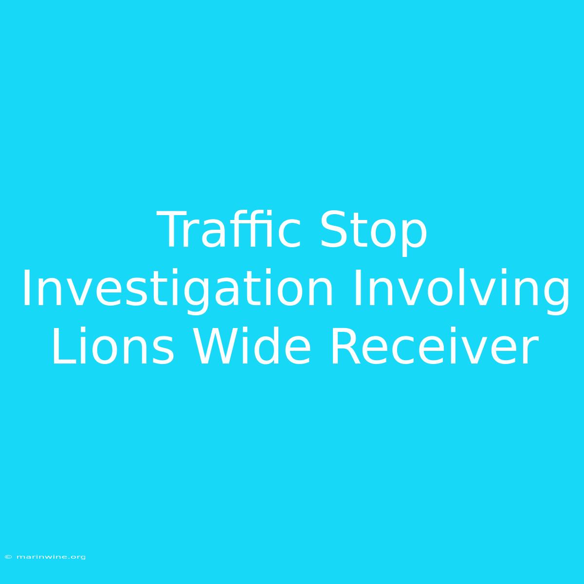 Traffic Stop Investigation Involving Lions Wide Receiver 