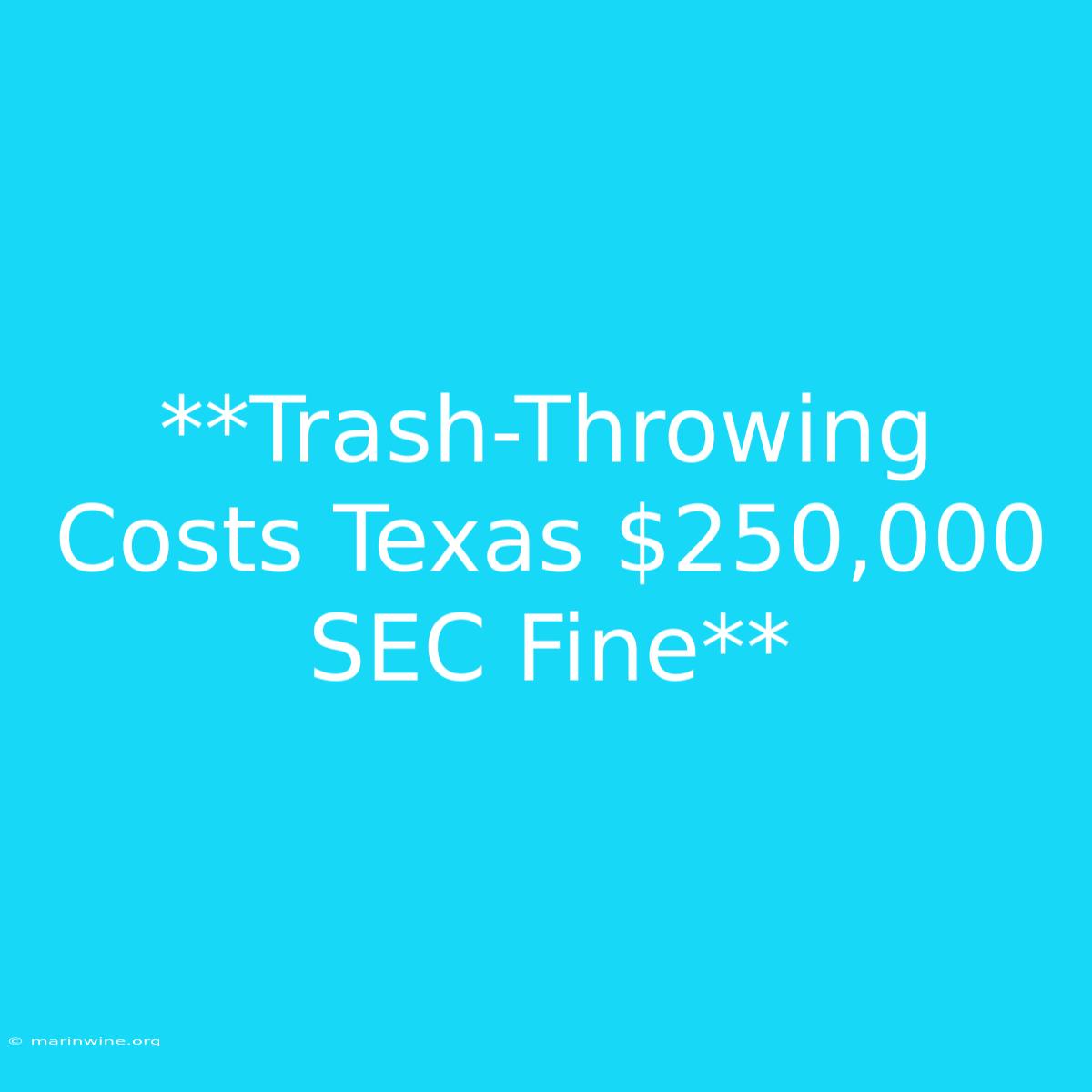 **Trash-Throwing Costs Texas $250,000 SEC Fine** 