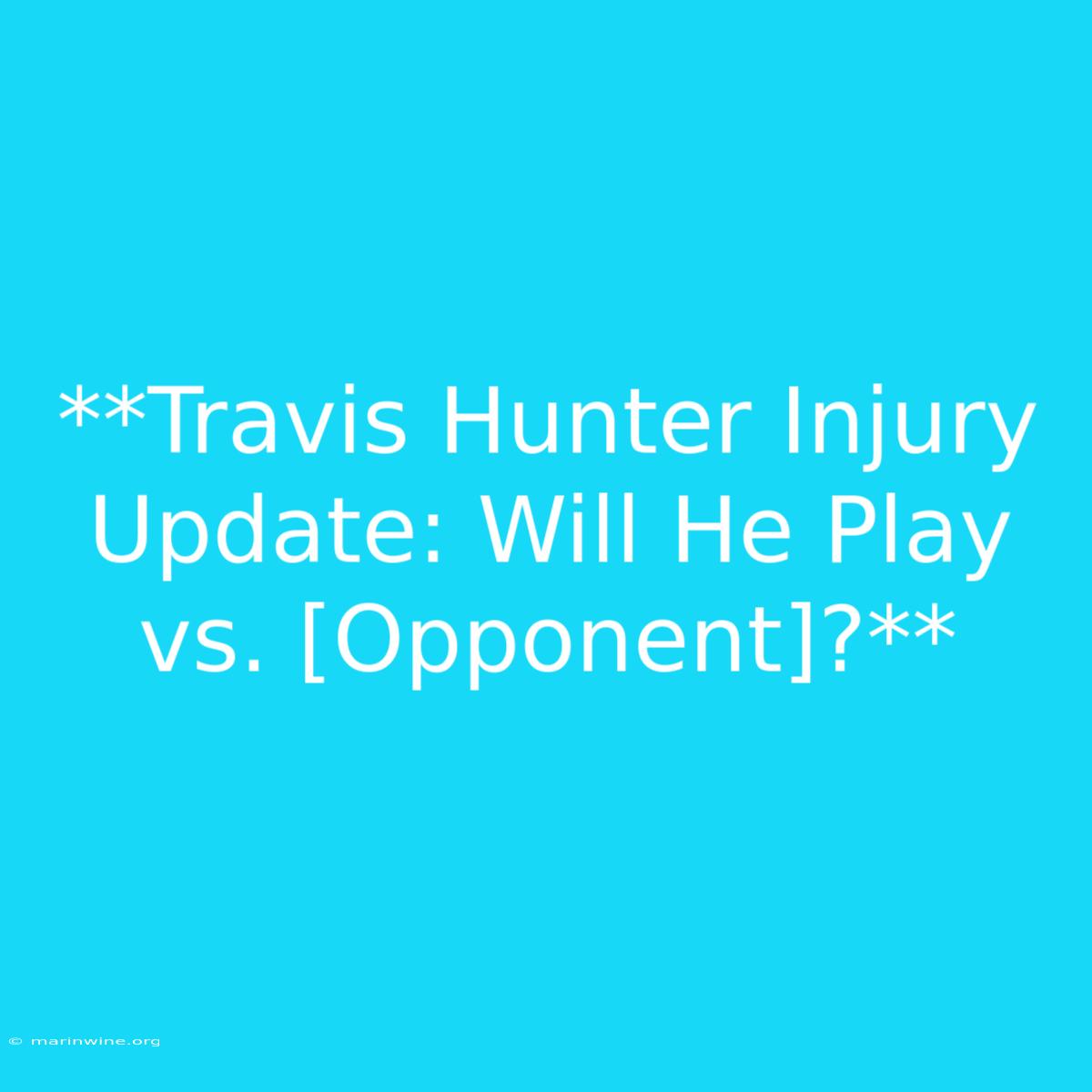 **Travis Hunter Injury Update: Will He Play Vs. [Opponent]?** 