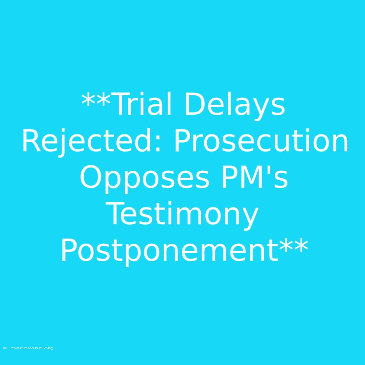 **Trial Delays Rejected: Prosecution Opposes PM's Testimony Postponement** 