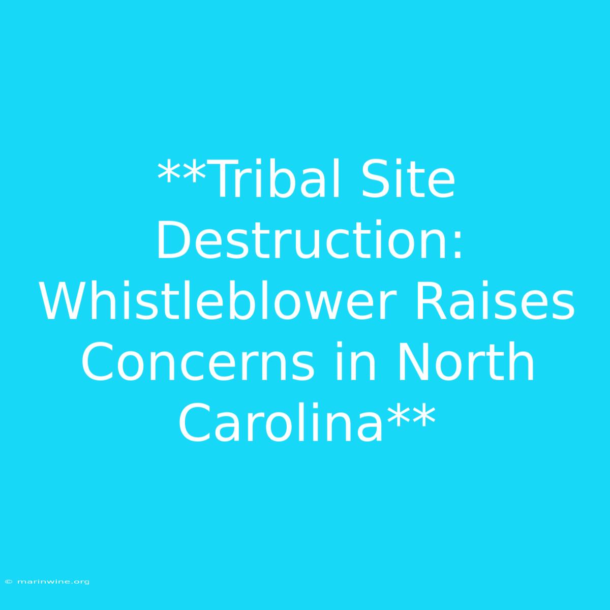 **Tribal Site Destruction: Whistleblower Raises Concerns In North Carolina** 