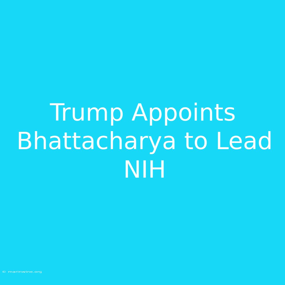 Trump Appoints Bhattacharya To Lead NIH