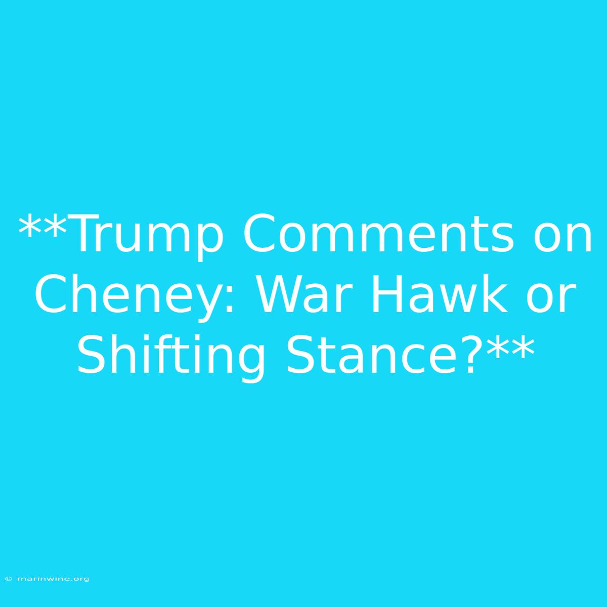 **Trump Comments On Cheney: War Hawk Or Shifting Stance?** 