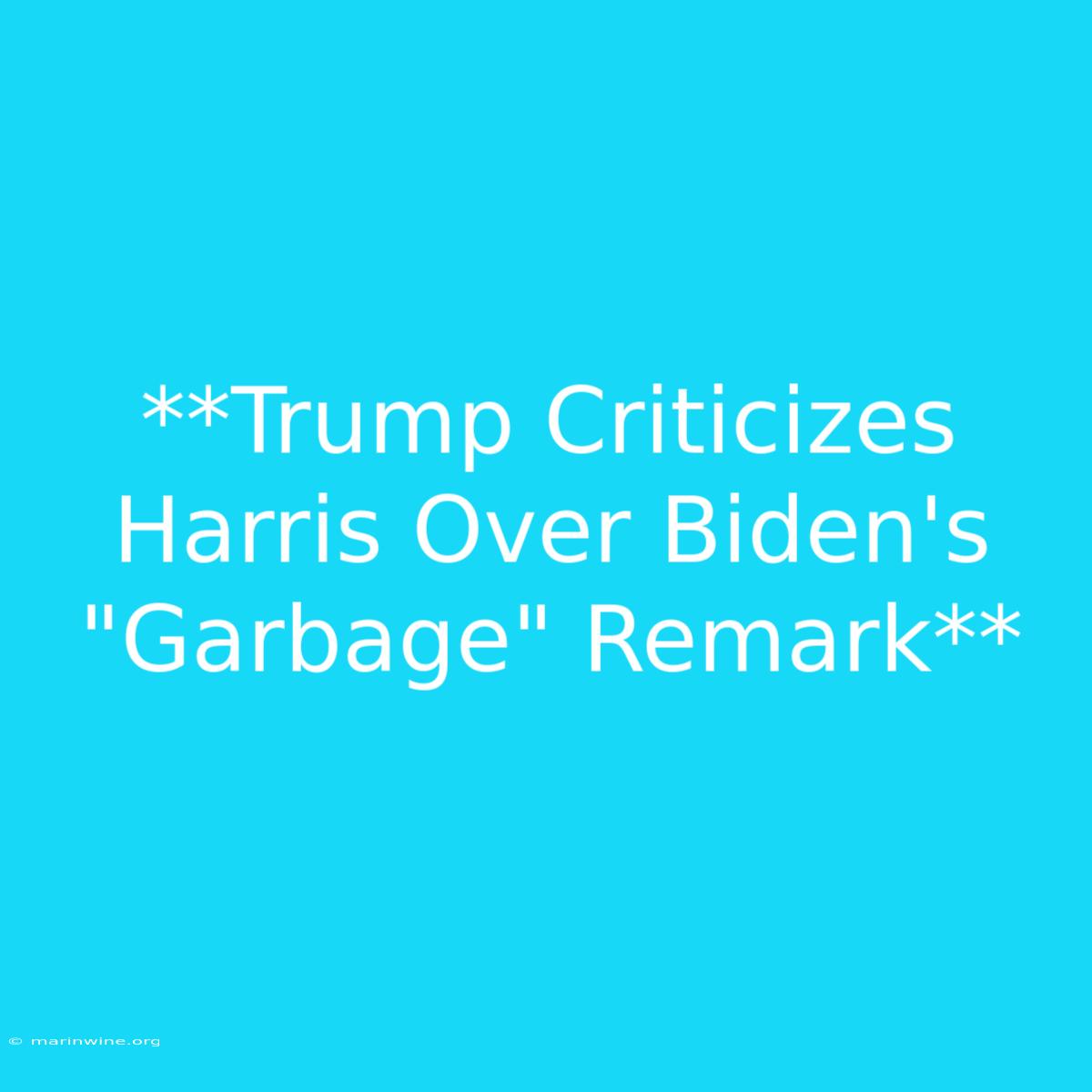 **Trump Criticizes Harris Over Biden's 