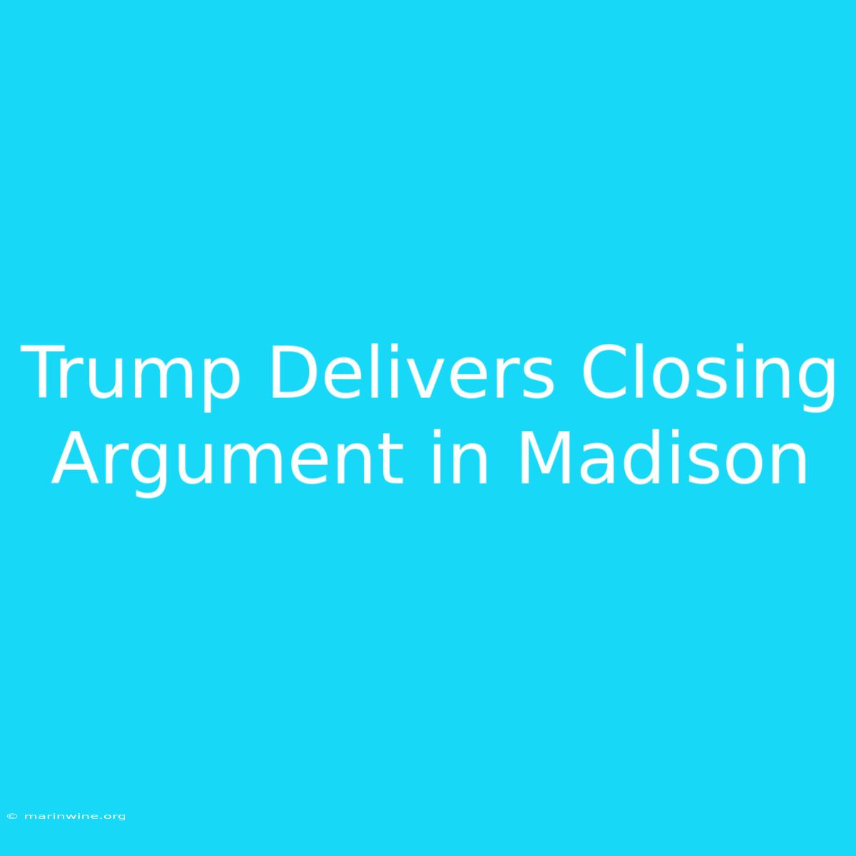 Trump Delivers Closing Argument In Madison