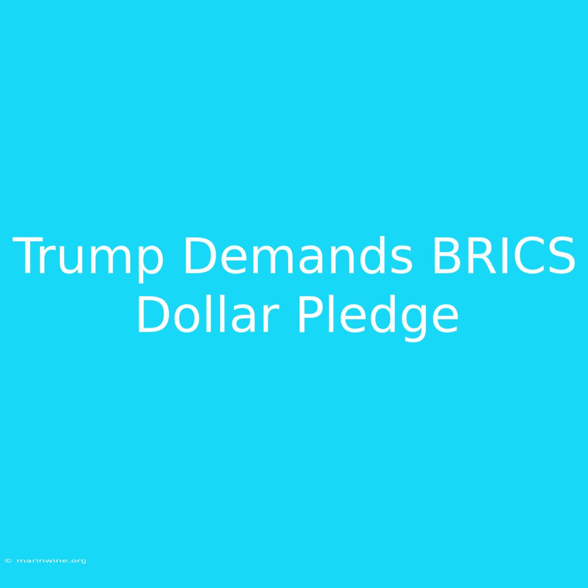 Trump Demands BRICS Dollar Pledge