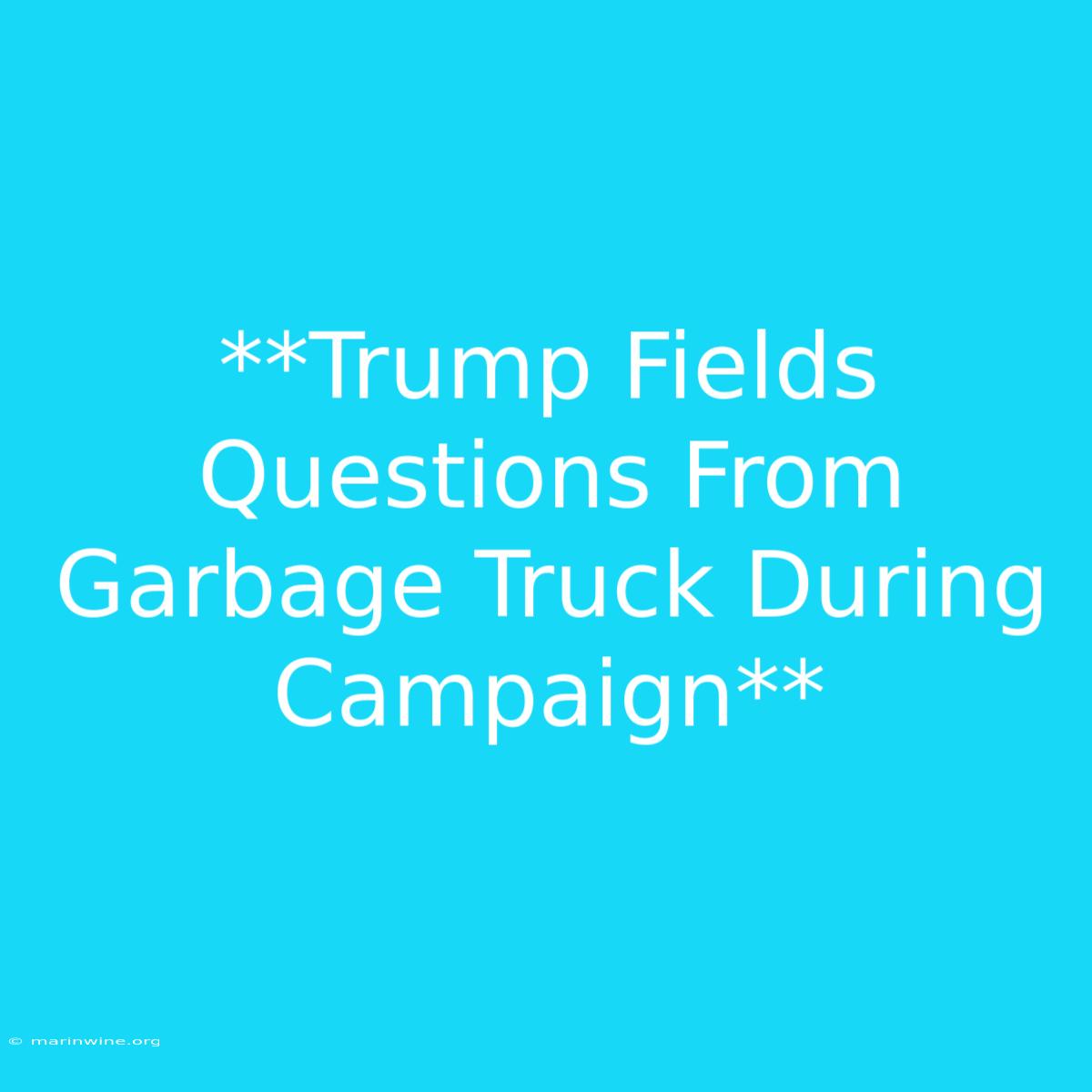 **Trump Fields Questions From Garbage Truck During Campaign**