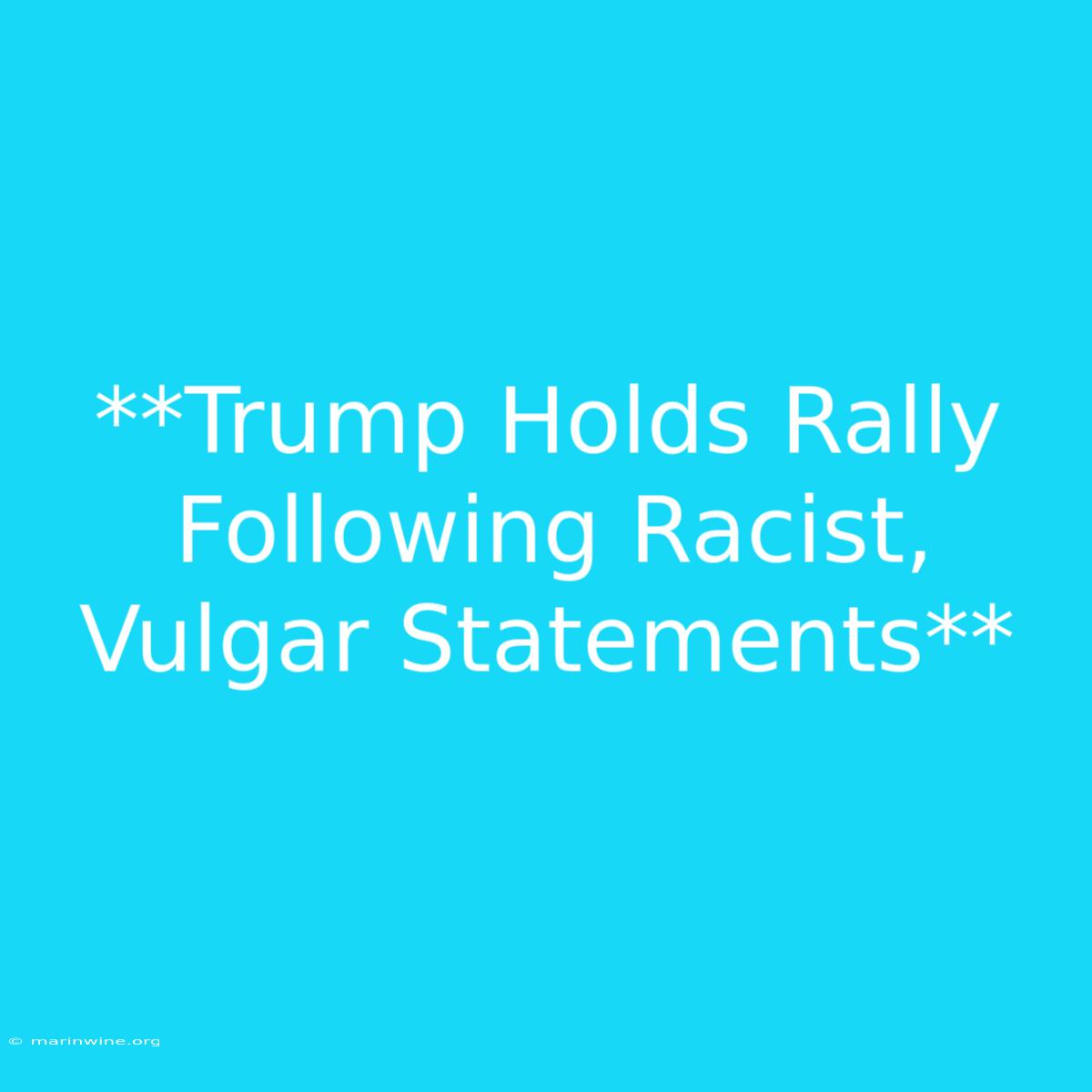 **Trump Holds Rally Following Racist, Vulgar Statements**