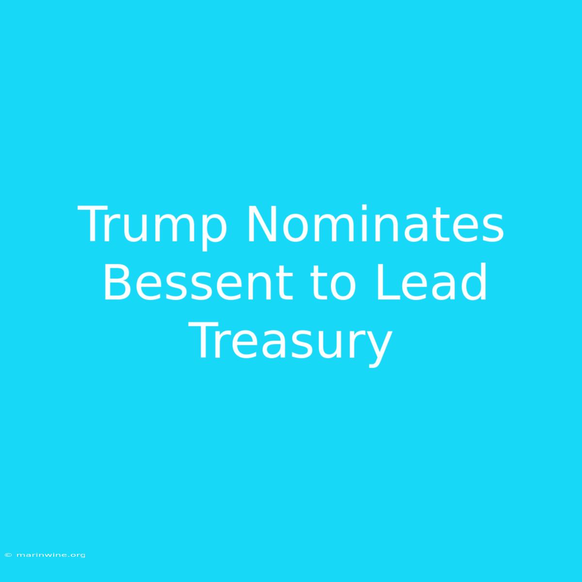 Trump Nominates Bessent To Lead Treasury