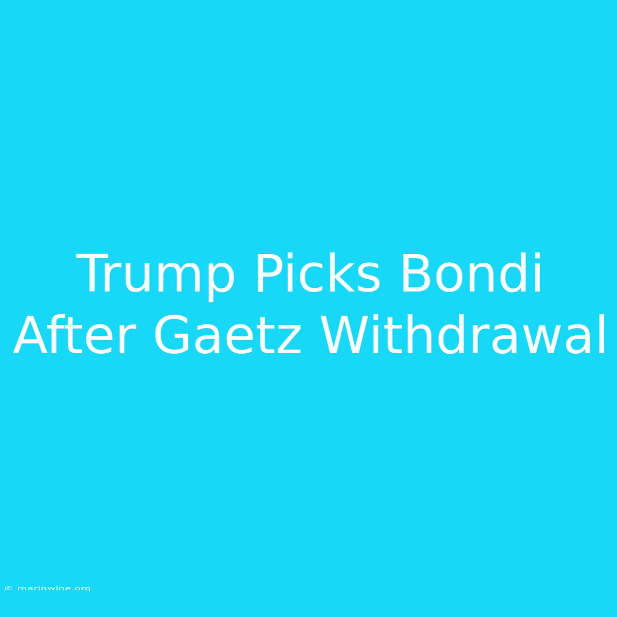 Trump Picks Bondi After Gaetz Withdrawal