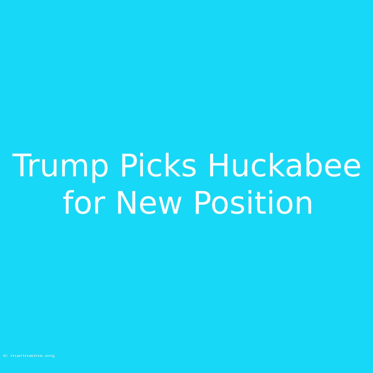 Trump Picks Huckabee For New Position