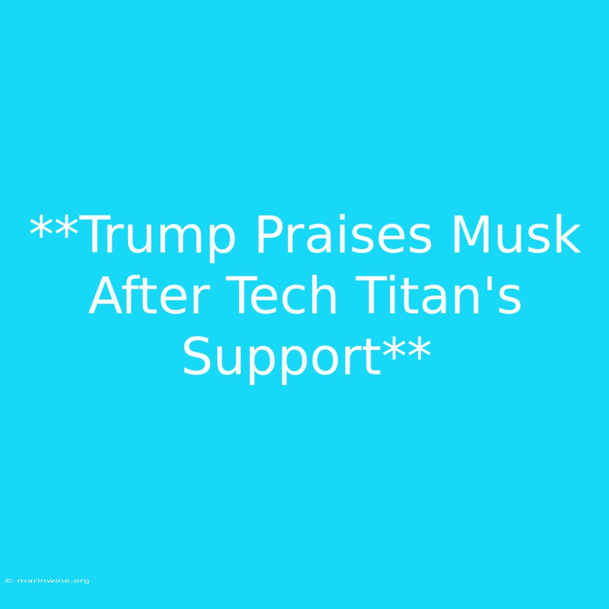 **Trump Praises Musk After Tech Titan's Support**