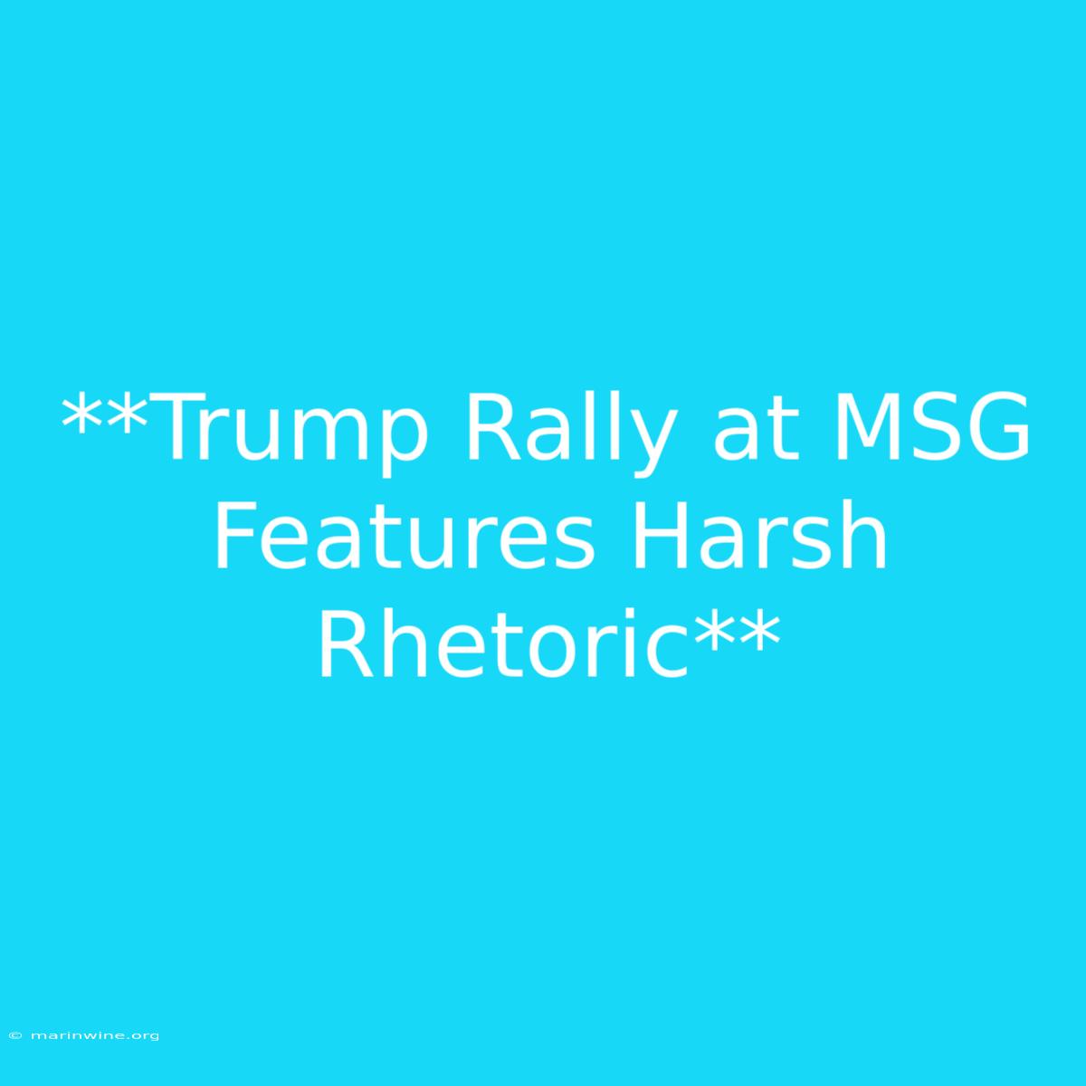 **Trump Rally At MSG Features Harsh Rhetoric**