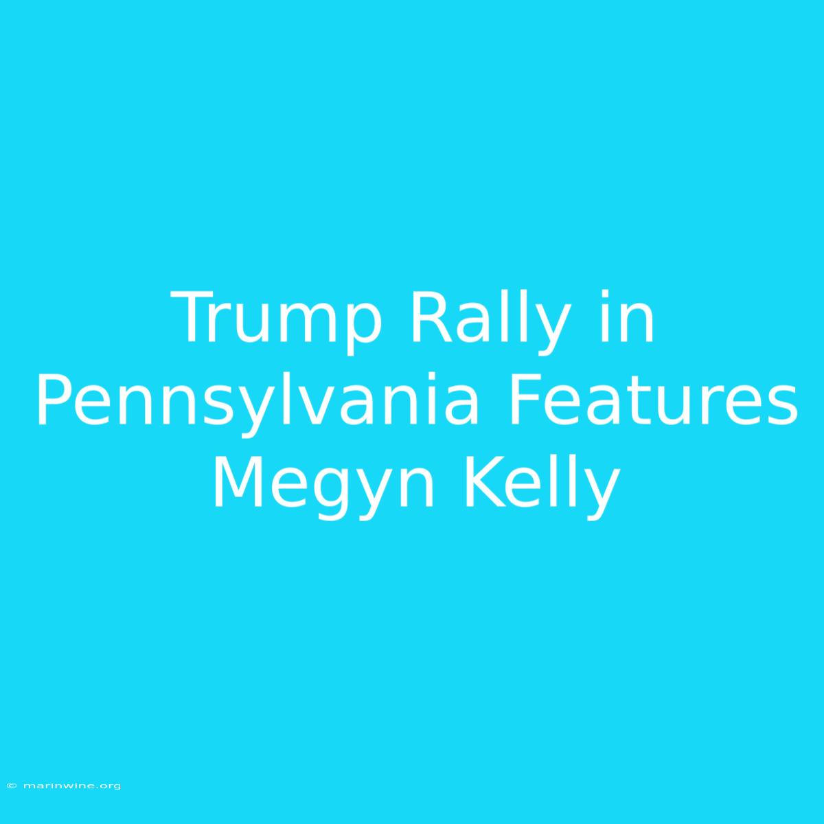 Trump Rally In Pennsylvania Features Megyn Kelly