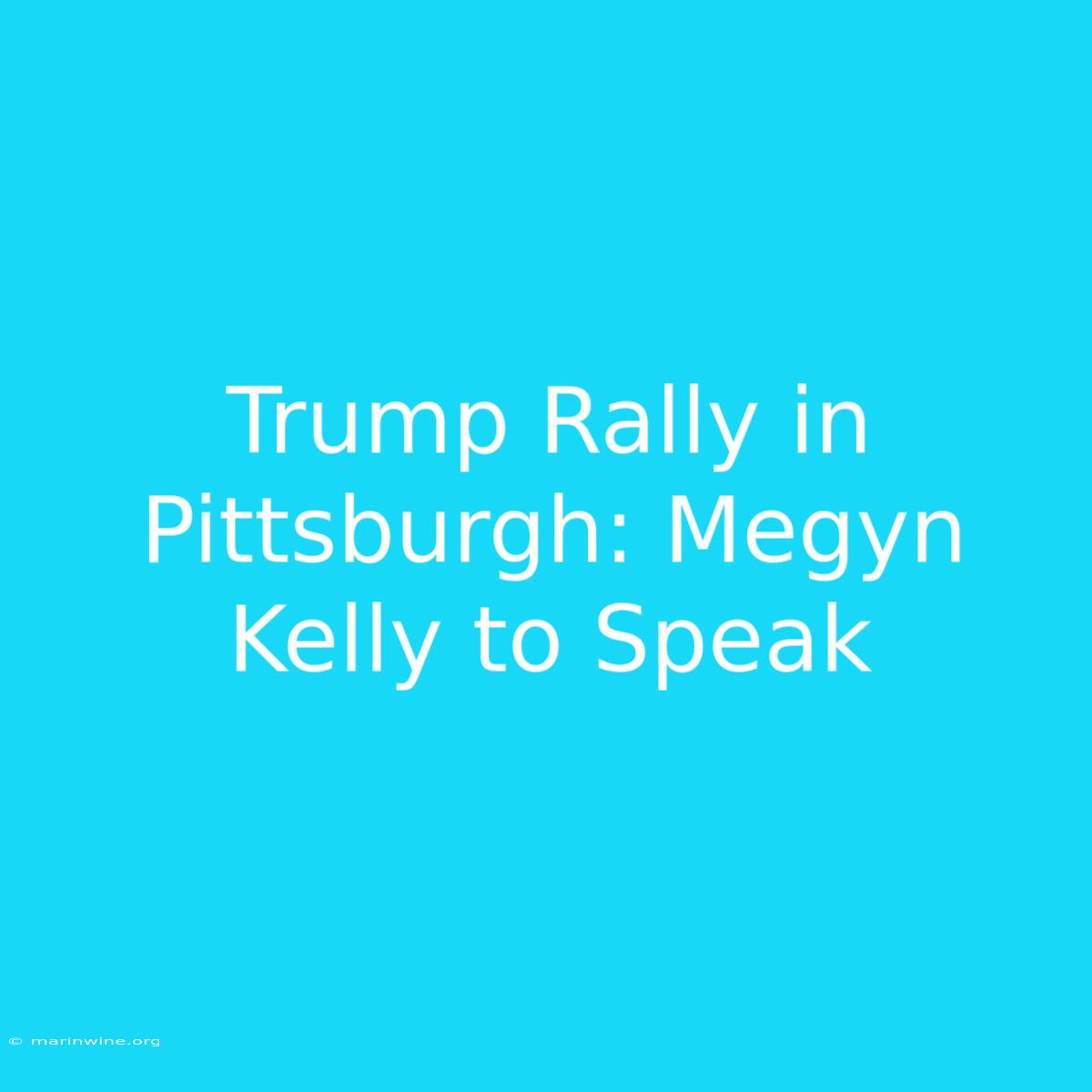 Trump Rally In Pittsburgh: Megyn Kelly To Speak