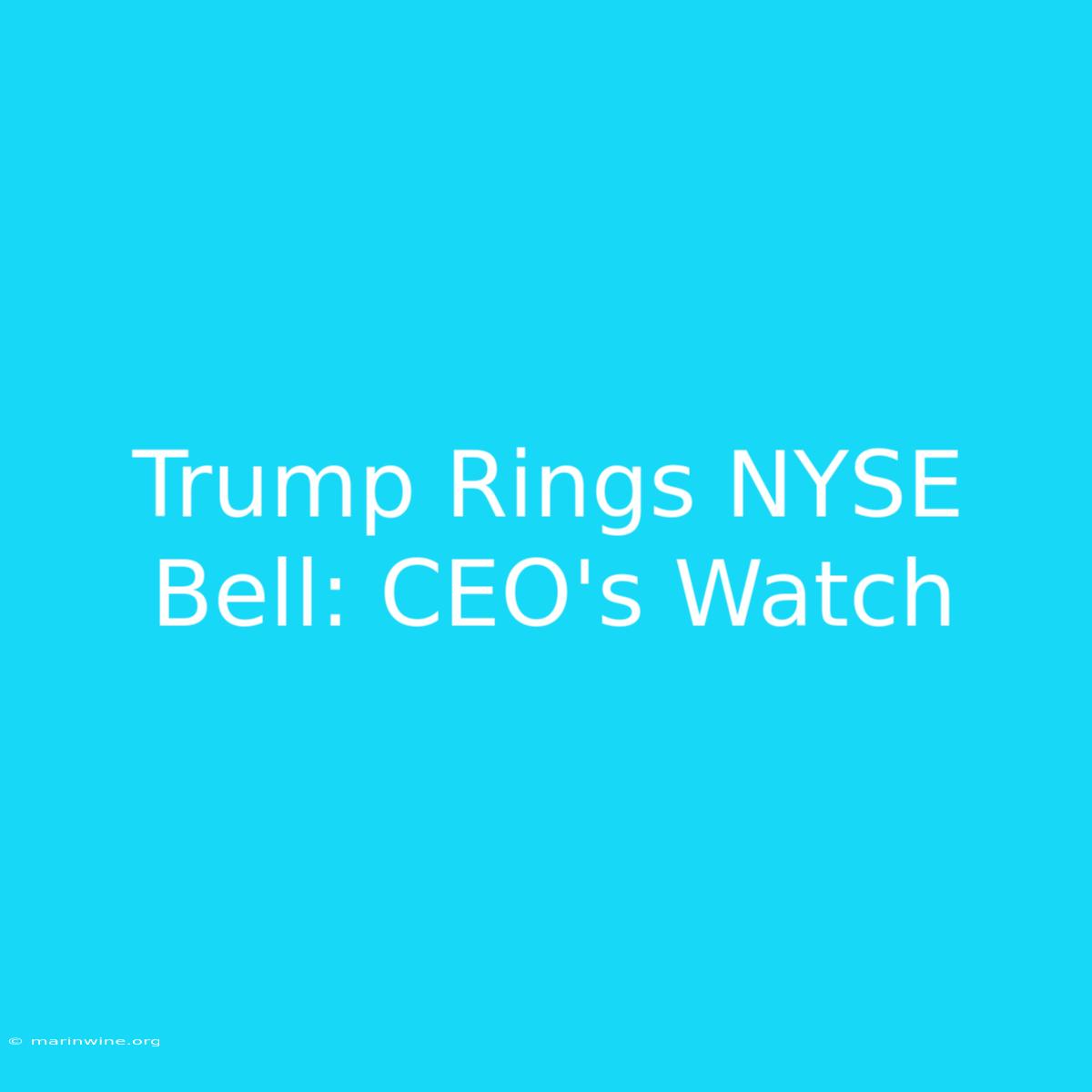 Trump Rings NYSE Bell: CEO's Watch