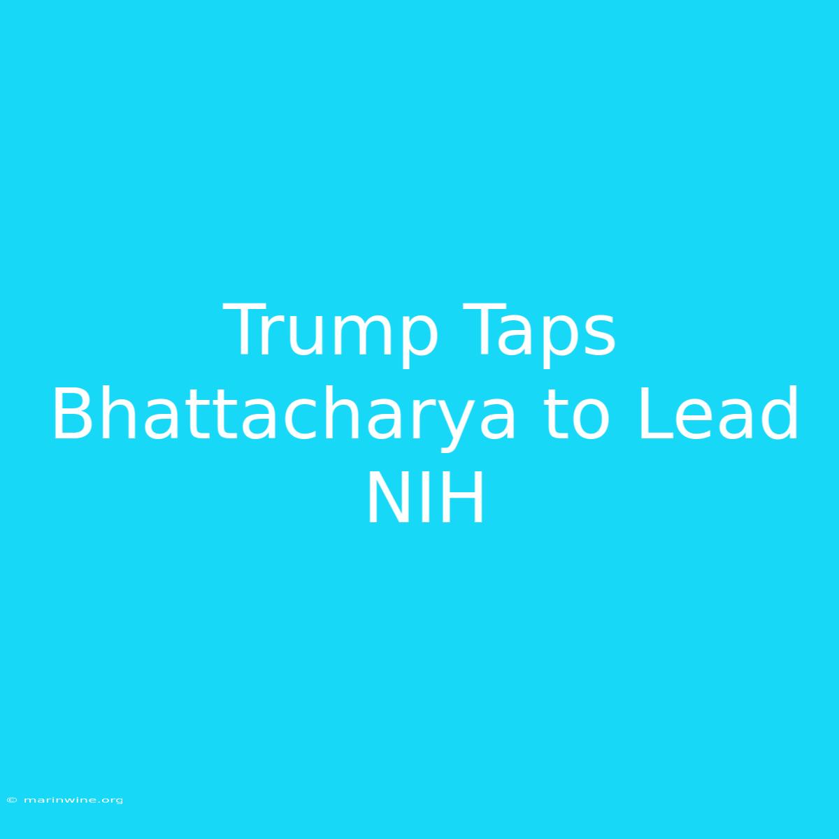 Trump Taps Bhattacharya To Lead NIH