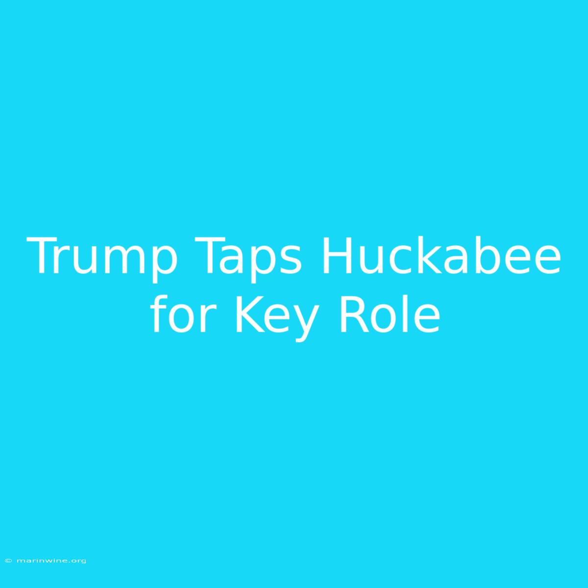 Trump Taps Huckabee For Key Role