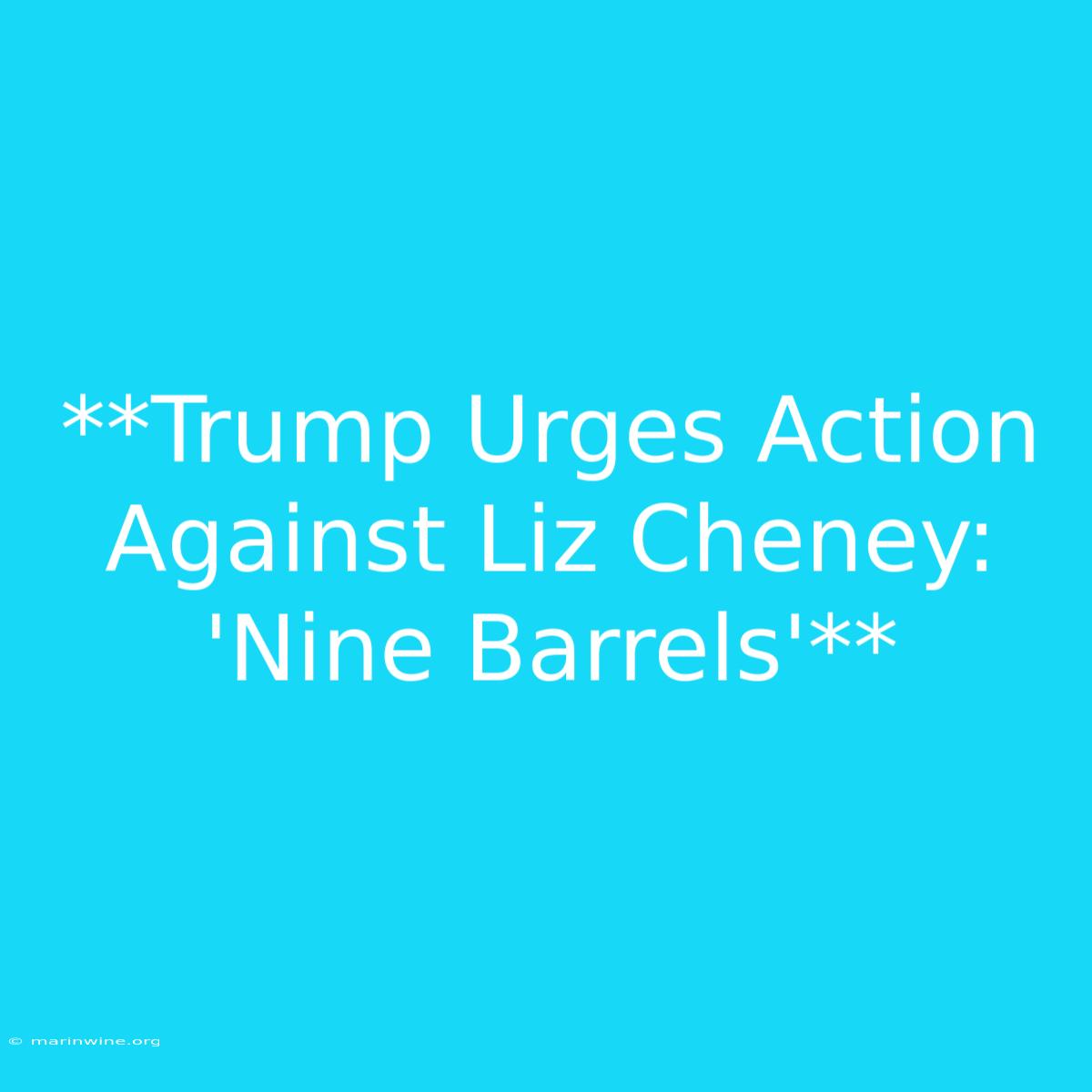 **Trump Urges Action Against Liz Cheney: 'Nine Barrels'**