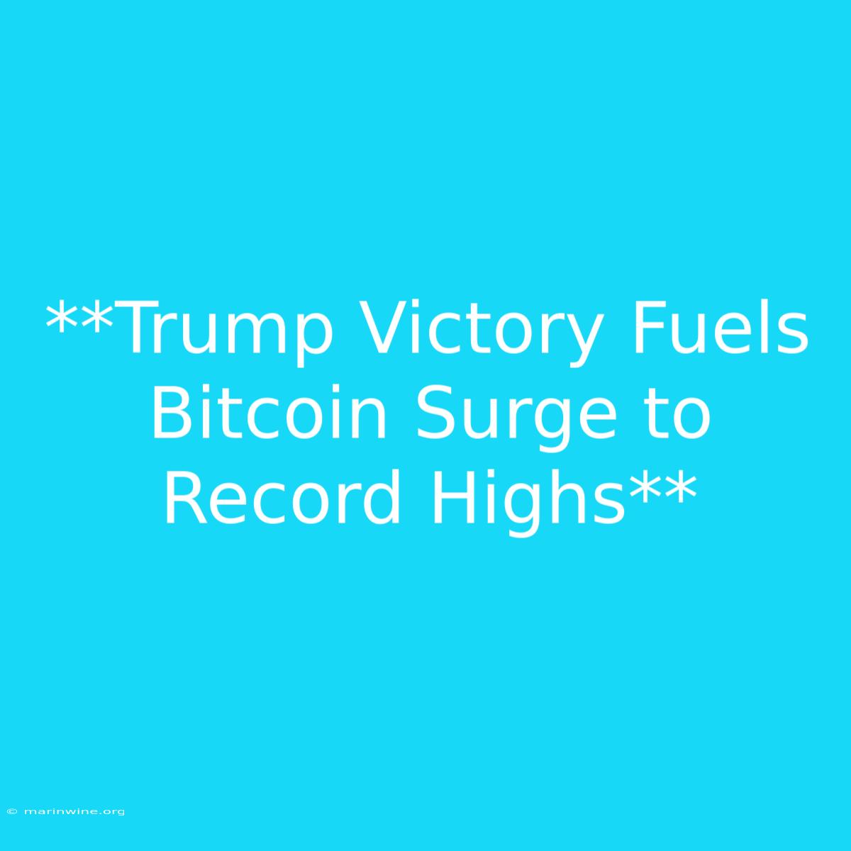 **Trump Victory Fuels Bitcoin Surge To Record Highs** 