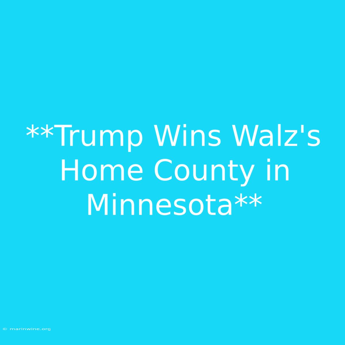 **Trump Wins Walz's Home County In Minnesota**