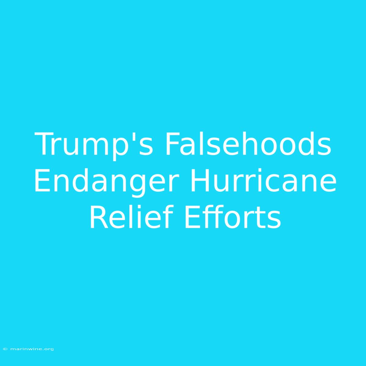 Trump's Falsehoods Endanger Hurricane Relief Efforts 