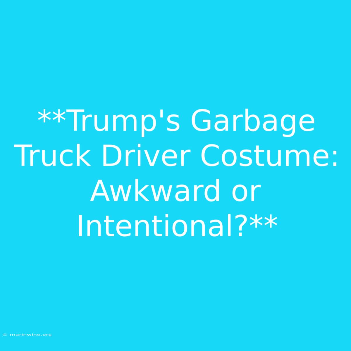 **Trump's Garbage Truck Driver Costume: Awkward Or Intentional?**