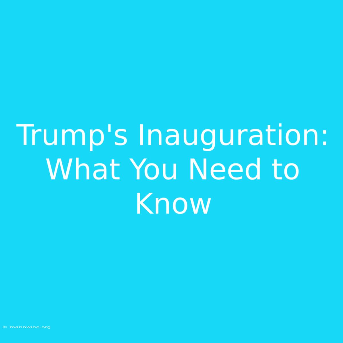 Trump's Inauguration: What You Need To Know 