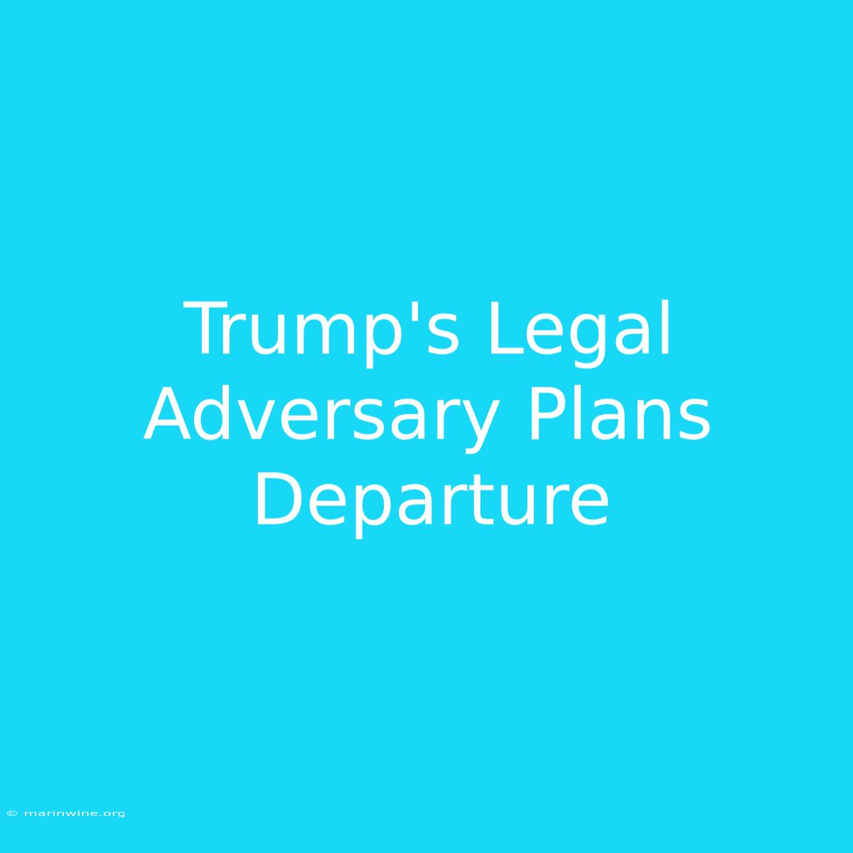 Trump's Legal Adversary Plans Departure 