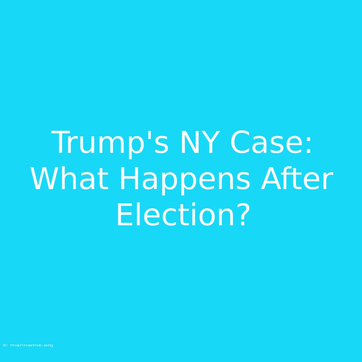 Trump's NY Case: What Happens After Election?