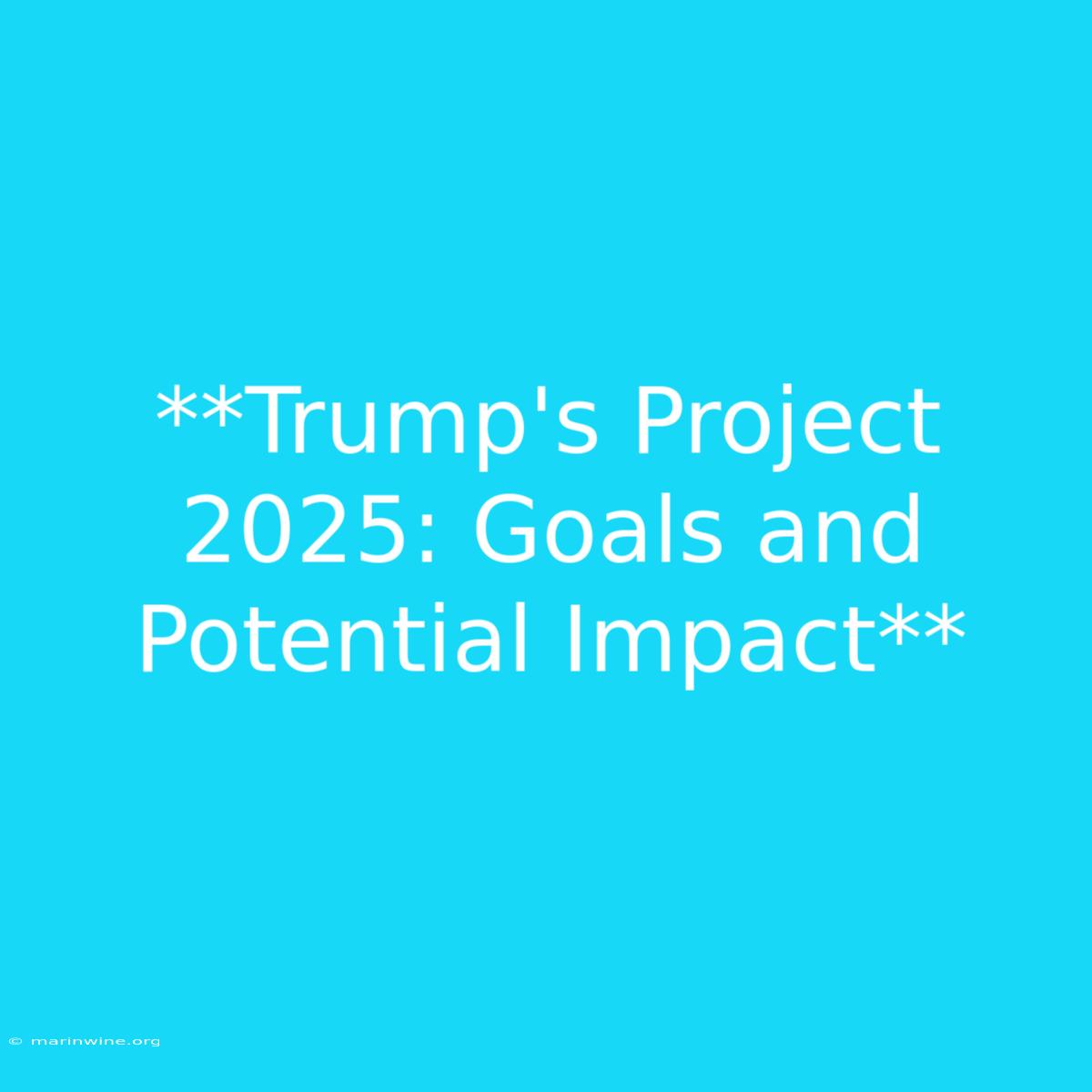 **Trump's Project 2025: Goals And Potential Impact**